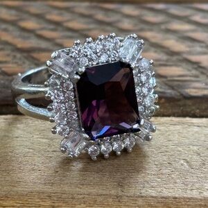 5.10ctw Amethyst and White Sapphire Ring. Size 8